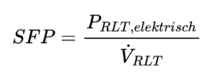 Formel für spezifische Ventilatorleistung SFP